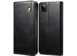 Custodia Per Samsung Galaxy A12 5G, Custodia In Pelle Flip Wallet Con Funzione Stand Nero