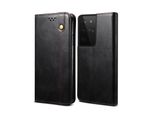 Custodia Per Samsung Galaxy S21 Ultra 5G, Custodia In Pelle Flip Wallet Con Funzione Stand Nero
