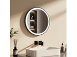 Emke Specchio Led Per Bagno Rotondo Diametro 50 Cm Specchio Led Per Bagno Con Illuminazione Specchio Bianco Freddo Illuminato Specchio Da Parete Con Interruttore A Sfioramento IP44 A Risparmio Energetico (Design Nero)