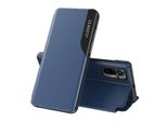 Custodia Flip Per Xiaomi Redmi Note 10 / Note 10S, Custodia In Finto Cuoio Con Finestra E Funzione Stand Blu