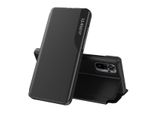 Custodia Flip Per Xiaomi Redmi Note 10 / Note 10S, Custodia In Finto Cuoio Con Finestra E Funzione Stand Nero