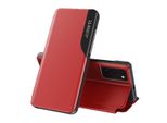 Custodia Flip Per Xiaomi Redmi Note 10 / Note 10S, Custodia In Finto Cuoio Con Finestra E Funzione Stand Rosso
