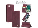 Custodia Retrò In Finto Cuoio Per Iphone Se 2020 / Iphone 8 / 7 / 6 / 6S Custodia Design Portafoglio Con Porta Carte E Supporto Rosso