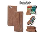 Custodia Retrò In Finto Cuoio Per Iphone Se 2020 / Iphone 8 / 7 / 6 / 6S Custodia Design Portafoglio Con Porta Carte E Supporto Brown