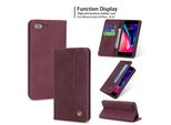 Custodia Retrò In Finto Cuoio Per Iphone 8 Plus / 7 Plus / 6 Plus / 6S Plus Custodia Design A Portafoglio Con Porta Carte E Supporto Rosso