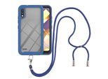Lg K22/K22+ Custodia Con Cinturino, Custodia Protettiva Integrale In Tpu Trasparente Con Cinturino Da Collo Blu