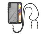 Lg K22/K22+ Custodia Con Cinturino, Custodia Protettiva Full Body In Tpu Trasparente Con Cinturino Da Collo Nero