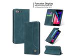 Custodia Retrò In Finto Cuoio Per Iphone 8 Plus / 7 Plus / 6 Plus / 6S Plus Custodia Design Portafoglio Con Porta Carte E Supporto Blu