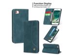 Custodia Retrò In Finto Cuoio Per Iphone Se 2020 / Iphone 8 / 7 / 6 / 6S Custodia Design Portafoglio Con Porta Carte E Supporto Blu