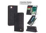 Custodia Retrò In Finto Cuoio Per Iphone Se 2020 / Iphone 8 / 7 / 6 / 6S Custodia Design Portafoglio Con Porta Carte E Supporto Nero