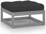 Poggiapiedi Da Giardino Con Cuscino 2 Pz. Legno Di Pino Massiccio Grigio
