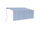 Tenda Da Sole Manuale A Scomparsa Con Tenda A Rullo Led 3X2,5 M Blu E Bianco