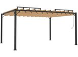 Pergola Con Tetto A Lamelle 3X4 M Tessuto Grigio E Alluminio