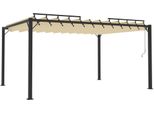 Pergola Con Tetto A Doghe 3X4 M In Tessuto Crema E Alluminio
