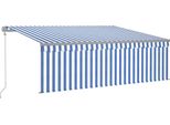 Tenda Automatica A Rullo Con Sensore Di Vento A Led 4,5X3 M Blu Bianco