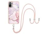 Custodia Con Cinturino Per Xiaomi Redmi Note 10 4G / Note 10S, Paraurti In Tpu Morbido, Custodia Protettiva, Con Cinturino Regolabile Oro Rosa