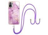 Custodia Con Cinturino Per Xiaomi Redmi Note 10 4G / Note 10S, Paraurti In Tpu Morbido, Custodia Protettiva, Con Cinturino Regolabile Rosa