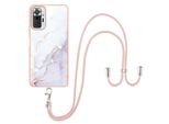 Custodia Con Cinturino Per Xiaomi Redmi Note 10 Pro/10 Pro Max, Paraurti In Tpu Morbido, Custodia Protettiva, Con Cinturino Regolabile Bianco