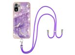 Custodia Con Cinturino Per Xiaomi Redmi Note 10 4G / Note 10S, Paraurti In Tpu Morbido, Custodia Protettiva, Con Cinturino Regolabile Viola