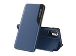 Custodia Flip Per Xiaomi Redmi Note 10 5G, Custodia In Finto Cuoio Con Finestra E Funzione Stand Blu