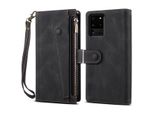 Custodia Protettiva Per Samsung Galaxy S20 Ultra / S20 Ultra 5G, Custodia In Pelle Con Cerniera, Portafoglio Pieghevole Con Slot Per Carte, Supporto E Cinturino Nero