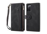 Custodia Protettiva Per Samsung Galaxy S20 Fe / S20 Fe 5G / S20 Fe 2022, Custodia In Pelle Con Zip, Portafoglio Pieghevole Con Slot Per Carte, Supporto E Cinturino Nero