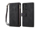 Custodia Protettiva Per Samsung Galaxy A53 5G, Custodia In Pelle Con Cerniera, Portafoglio Pieghevole Con Slot Per Carte, Supporto E Cinturino Nero