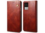 Custodia Per Xiaomi Redmi K50, Portafoglio In Pelle Flip Case Con Funzione Stand Rosso