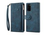 Custodia Protettiva Per Samsung Galaxy S20 / S20 5G, Custodia In Pelle Con Cerniera, Portafoglio Pieghevole Con Slot Per Carte, Supporto E Cinturino Blu