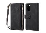 Custodia Protettiva Per Samsung Galaxy S20 / S20 5G, Custodia In Pelle Con Cerniera, Portafoglio Pieghevole Con Slot Per Schede, Supporto E Cinturino Nero