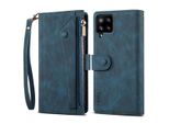 Custodia Protettiva Per Samsung Galaxy A42 5G, Custodia In Pelle Con Cerniera, Portafoglio Pieghevole Con Slot Per Schede, Supporto E Anello Blu