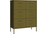 Vidaxl Cassettiera Verde Oliva 80X35X101,5 Cm Acciaio