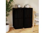 Vidaxl Credenze 2 Pezzi Nero 31,5X34X75 Cm In Legno Di Pino Massiccio