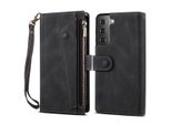 Custodia Protettiva Per Samsung Galaxy S21 Fe 5G, Custodia In Pelle Con Cerniera, Portafoglio Pieghevole Con Slot Per Carte, Supporto E Cinturino Nero