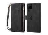 Custodia Protettiva Per Samsung Galaxy A42 5G, Custodia In Pelle Con Cerniera, Portafoglio Pieghevole Con Slot Per Carte, Supporto E Cinturino Nero