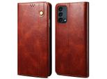 Custodia Per Oneplus Nord N200 5G, Custodia In Pelle Flip Wallet Con Funzione Stand Rosso