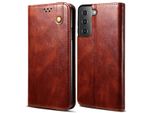 Custodia Per Samsung Galaxy S22 5G, Custodia In Pelle Flip Wallet Con Funzione Stand Rosso