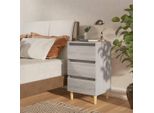 Comodino Con Gambe In Legno Massiccio Grigio Sonoma 40X35X69 Cm