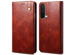 Custodia Per Oneplus Nord Ce 5G, Custodia In Pelle Flip Wallet Con Funzione Stand Rosso