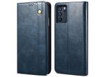 Custodia Per Oppo Reno6 4G, Portafoglio In Pelle Flip Case Con Funzione Stand Blu