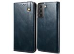 Custodia Per Samsung Galaxy S22 Plus 5G, Custodia In Pelle Flip Wallet Con Funzione Stand Blu