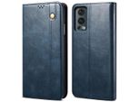 Custodia Per Oneplus Nord 2 5G, Custodia In Pelle Flip Wallet Con Funzione Stand Blu