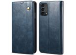 Custodia Per Oneplus Nord N200 5G, Custodia In Pelle Flip Wallet Con Funzione Stand Blu