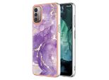 Custodia Per Nokia G21 / G11, Sottile Marmo Antiurto Morbido Tpu Custodia Paraurti Viola