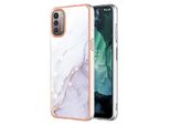 Custodia Per Nokia G21 / G11, Sottile Marmo Antiurto Morbido Tpu Paraurti Bianco