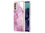 Custodia Per Motorola Moto G51 5G, Sottile Marmo Antiurto Morbido Tpu Paraurti Rosa