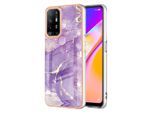 Custodia Per Oppo A94 5G, Sottile Marmo Antiurto Custodia Morbida Tpu Paraurti Viola