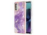Custodia Per Motorola Moto G51 5G, Sottile Marmo Antiurto Morbido Tpu Paraurti Viola