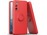 Samsung S20 Fe Custodia, Con Supporto Ad Anello E Supporto, Resistente Ai Graffi, Custodia In Silicone Morbido Per Samsung Galaxy S20 FE/S20 Fe 5G/S20 Fe 2022 Rosso