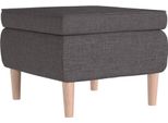 Sgabello Con Gambe In Legno In Tessuto Grigio Scuro